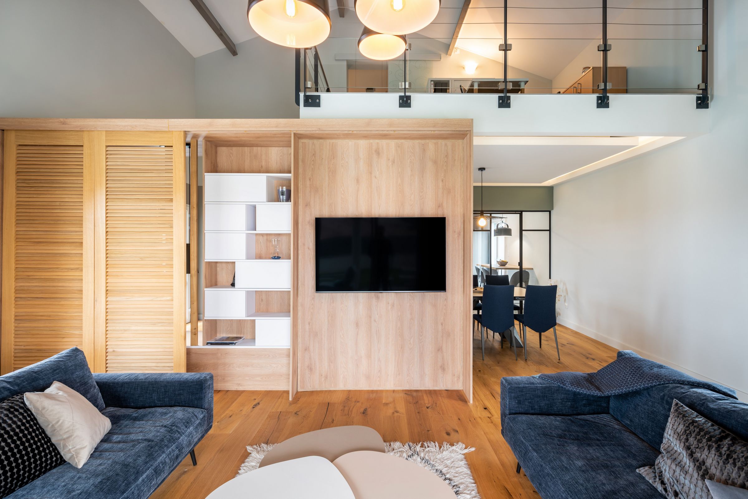 meuble tv sur mesure claustra ouvert april moon architecte interieur lyon.